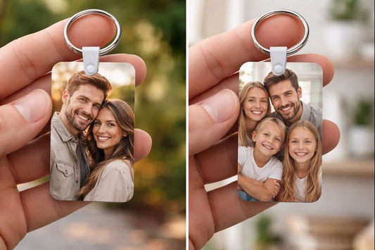 Porte-clés rectangulaire métal personnalisé photo