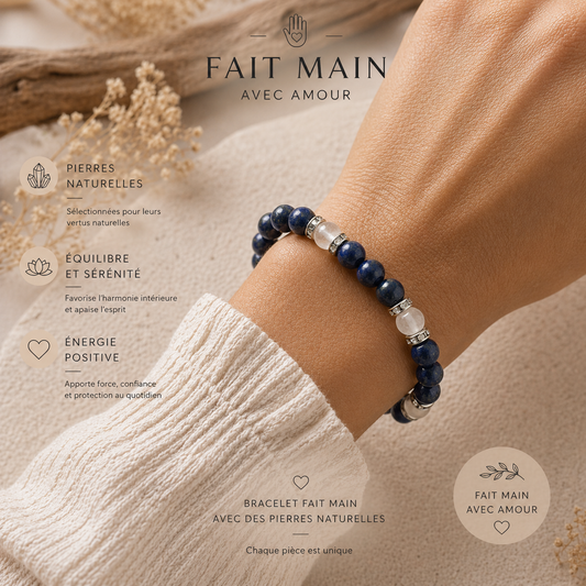 Bracelet "Force Intérieure" – Lapis Lazuli & Quartz Rose