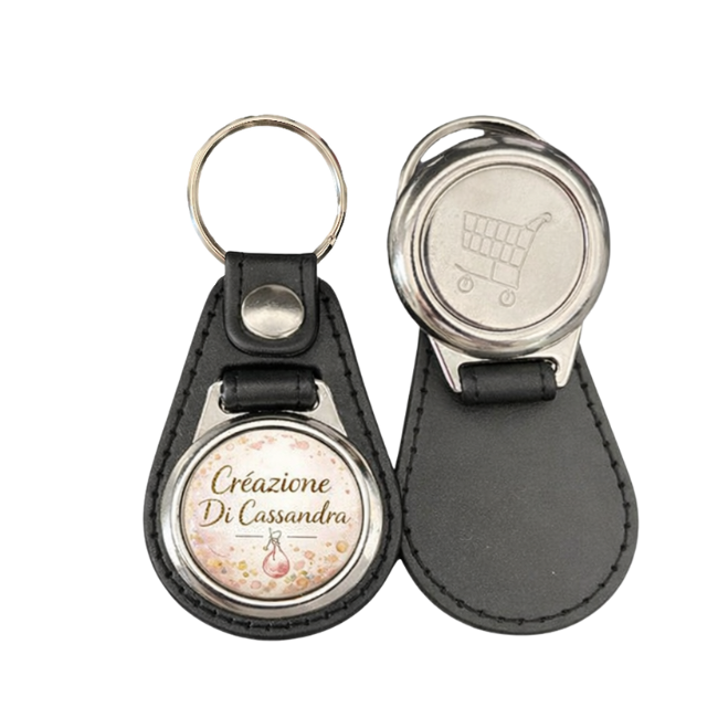 Porte-clés jeton de caddie personnalisé similicuir – 25 mm
