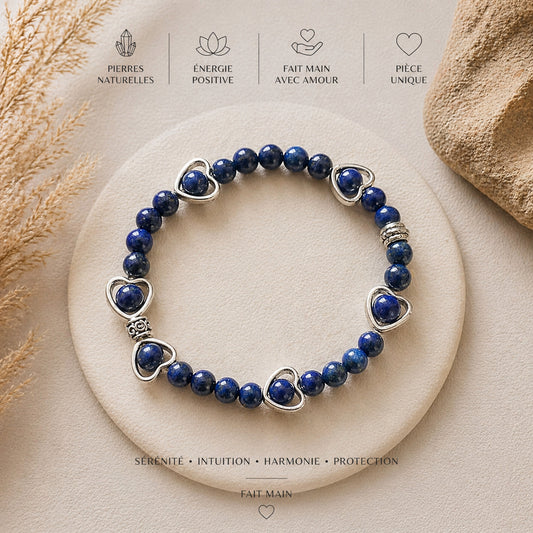💙 Bracelet Cœur Azur — Fait Main