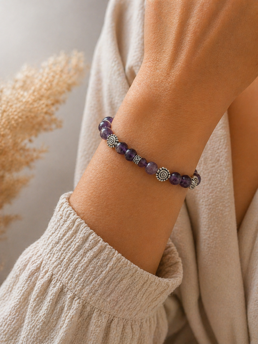 💜 Bracelet Aura Améthyste — Fait Main