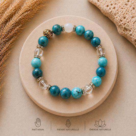 Bracelet Éclat Océan – Pierres naturelles – Fait main – Petite taille élastique