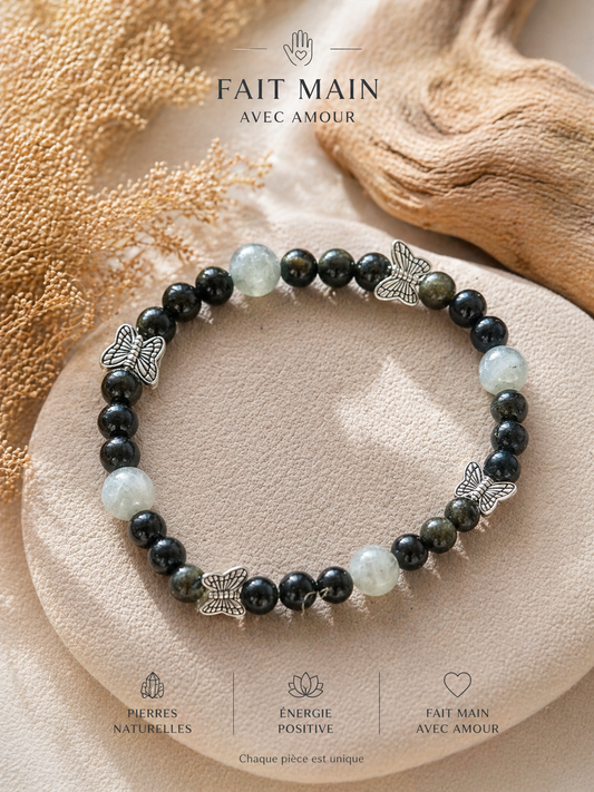 🦋 Bracelet Éveil Papillon — Pierres Naturelles Fait Main