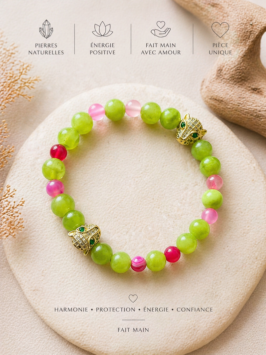 💚 Bracelet Jungle Éclat — Fait Main