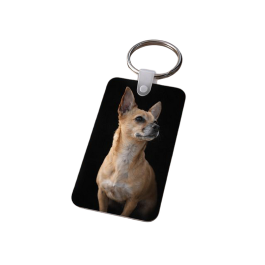 Porte-clés rectangulaire métal personnalisé photo